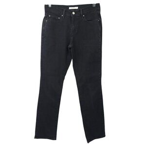 Levis 505 Straight Jeans Womens Size 27 Stretch Denim Mid Rise 5 Pocket Black